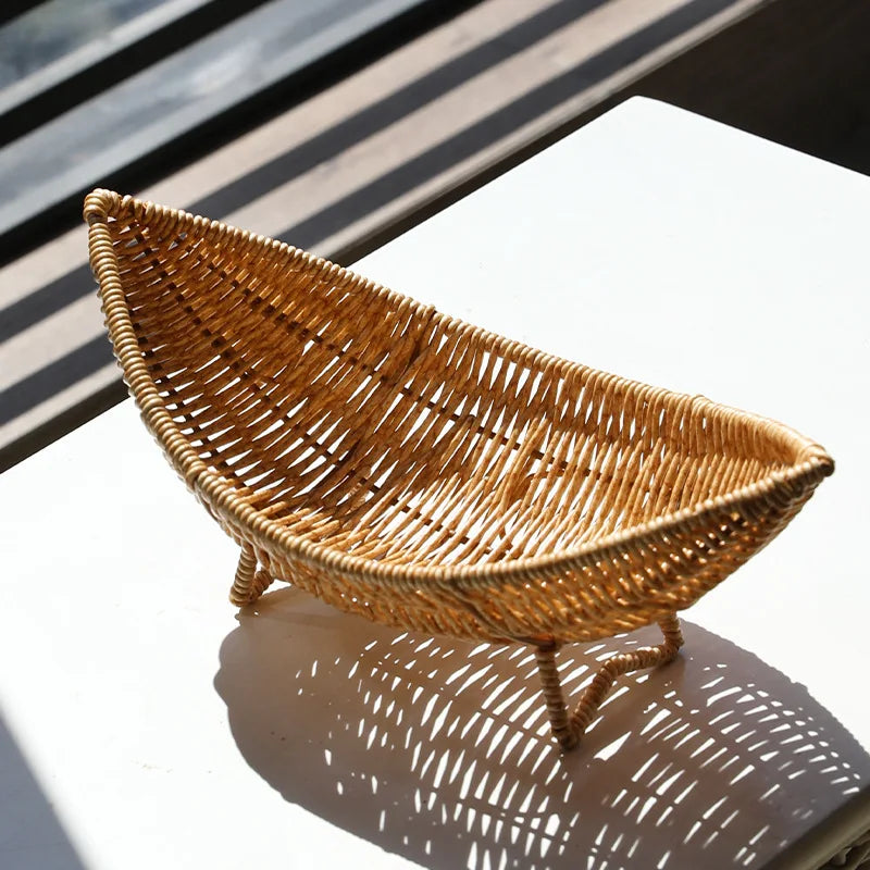 Nordic Woven Plastic Storage Basket for Tabletop Decor