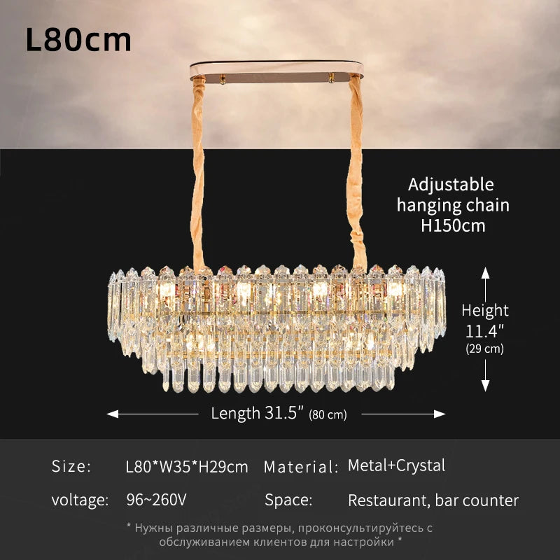 Modern LED Ceiling Hanging Lamp Living Room Designer Luxury Circular Dining Table Pendant Lighting Crystal High Chandelier
