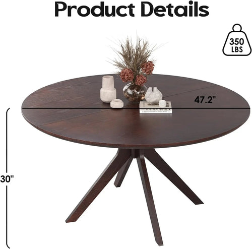 120cm Modern Round Wood Dining Table for 4 Kitchen Desk DT002
