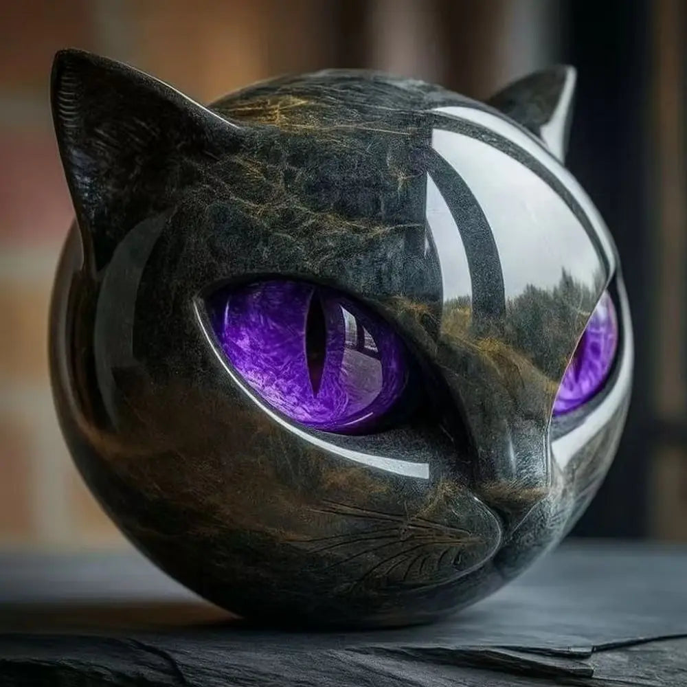 Modern Hand-Carved Resin Black Cat Sculpture Tabletop Figurine for Home Decor