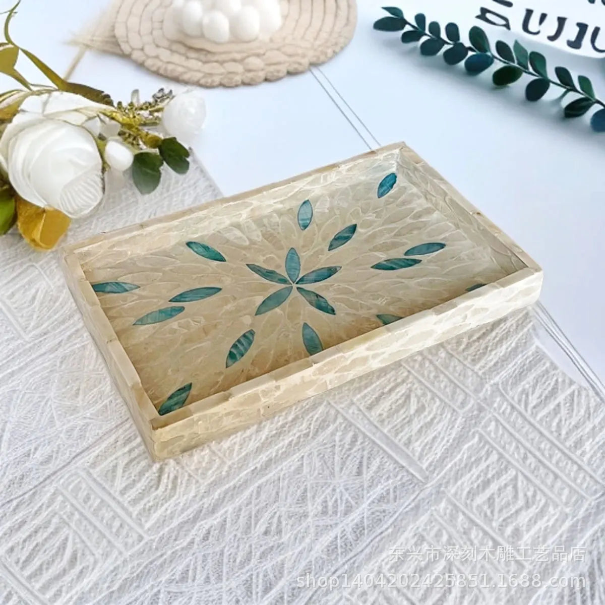 Nordic Colorful Shell Wooden Fruit Plate Jewelry Tray Home Decor
