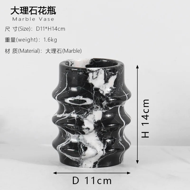 Modern Marble Small Flower Vase Decorative Desktop Display Ornament