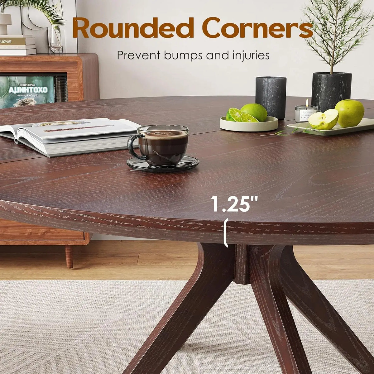 120cm Modern Round Wood Dining Table for 4 Kitchen Desk DT002