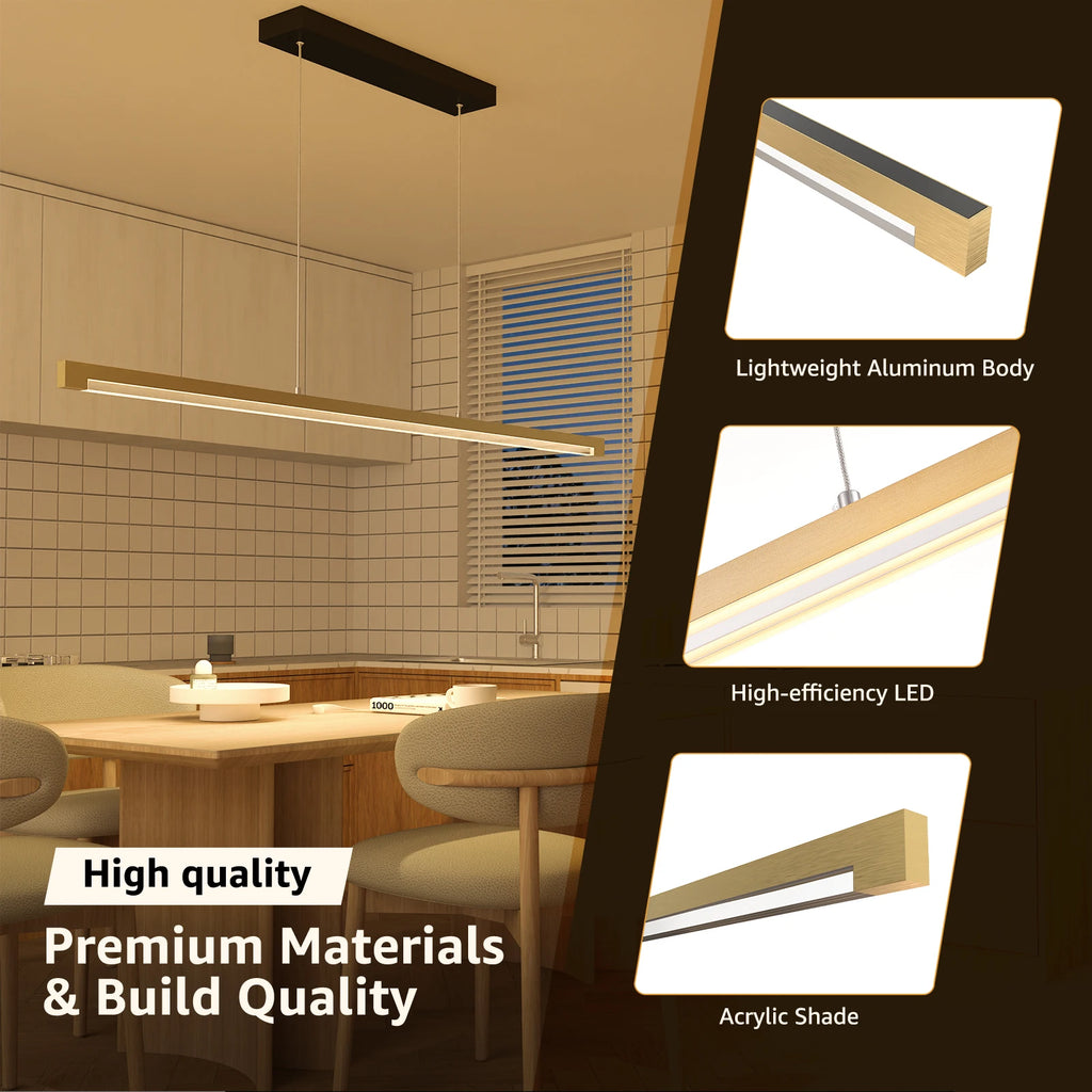 Modern 140 cm Linear LED Pendant Light Dimmable CCT Kitchen Island Chandelier