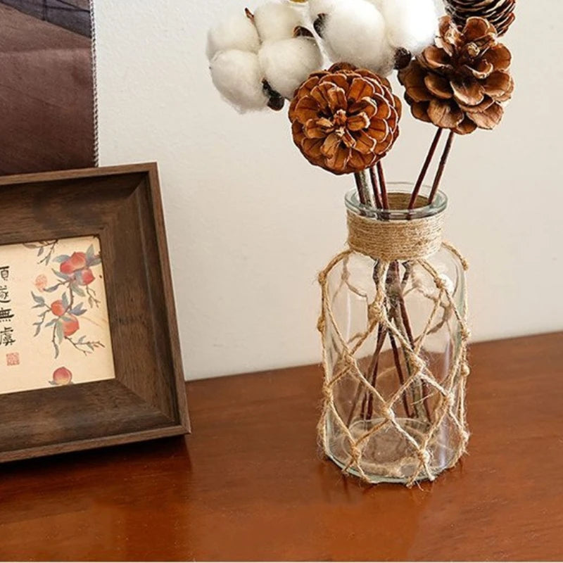 Modern Transparent Glass Flower Vase Tabletop Ornament for Home Decor