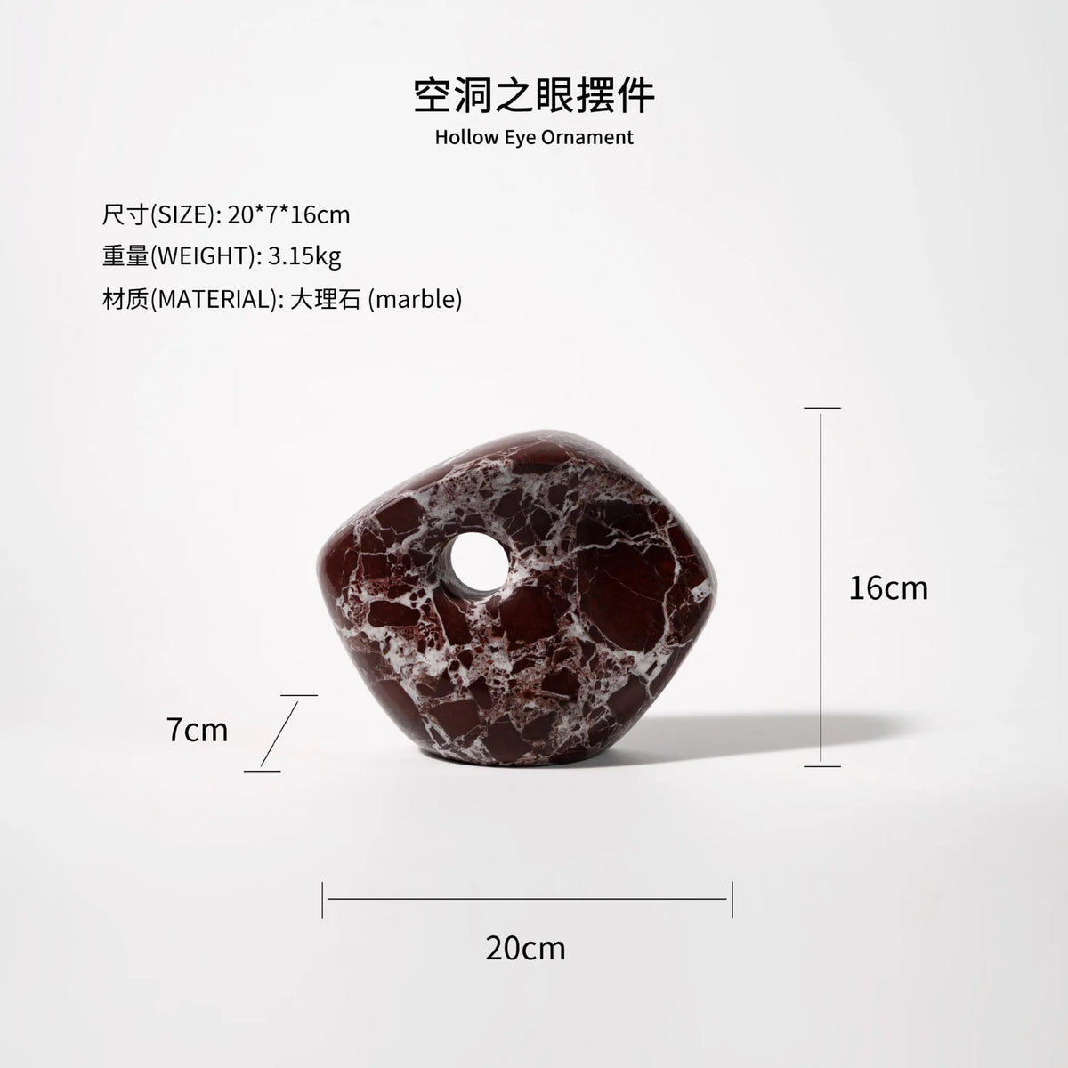 Modern Luxury Marble Hollow Eye Sculpture Tabletop Ornament for Home Decor