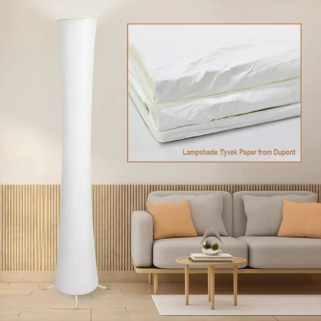 Modern Floor Lamp with Tyvek Paper Shade, 3 Color Temperatures, APP & Remote Control, Timer