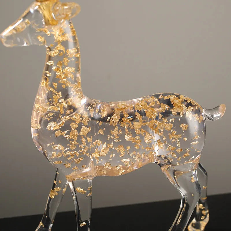 Modern Luxury Transparent Elk Resin Statue Tabletop Ornament for Home Decor
