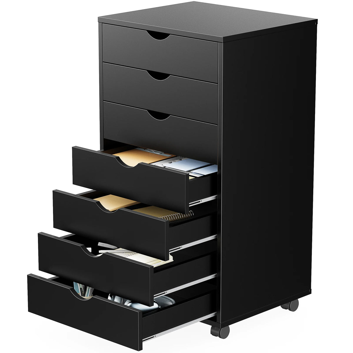 7-Drawer Wooden Mobile Storage Cabinet with Rolling Wheels