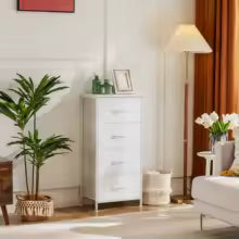 94cm Bedroom Dresser with 4 Fabric Drawers Steel Frame Storage Cabinet
