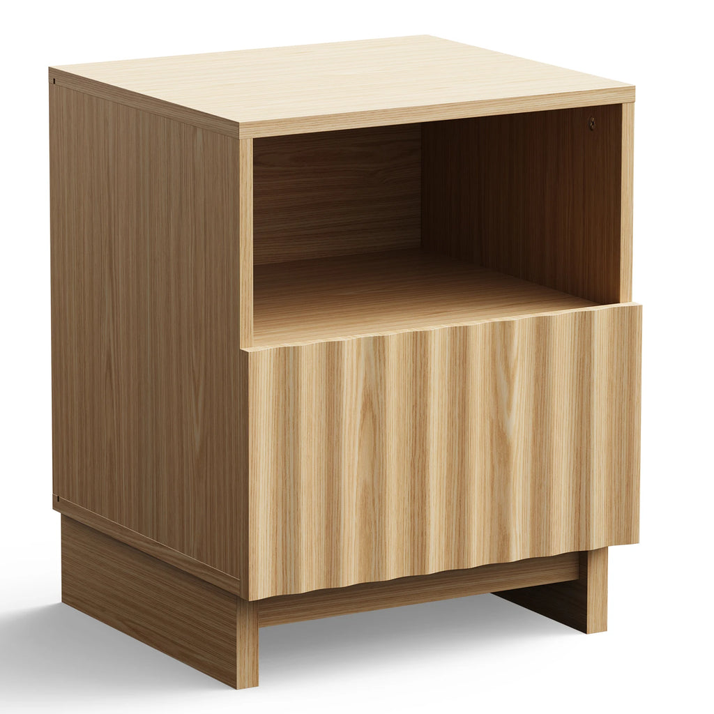 45cm Modern Bedside Table Wooden Nightstand with Storage Cabinet