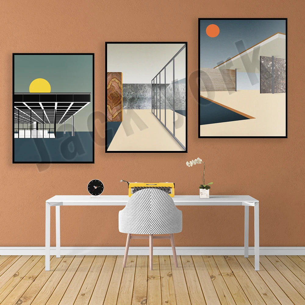 Modern Architecture Canvas Wall Art Print for Living Room