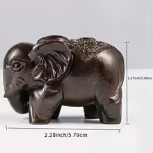 Vintage Carved Wooden Elephant Sculpture Tabletop Figurine for Home Decor