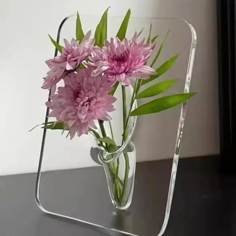 Modern Acrylic Photo Frame Flower Vase for Home Decor