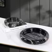 Creative Round Marble Fruit Plate Tabletop Ornament for Home Decor