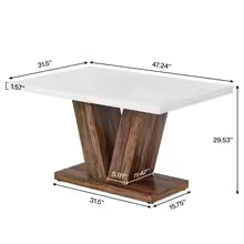 120cm Modern Dining Table for 4-6 People Wood Kitchen Table Pedestal Base