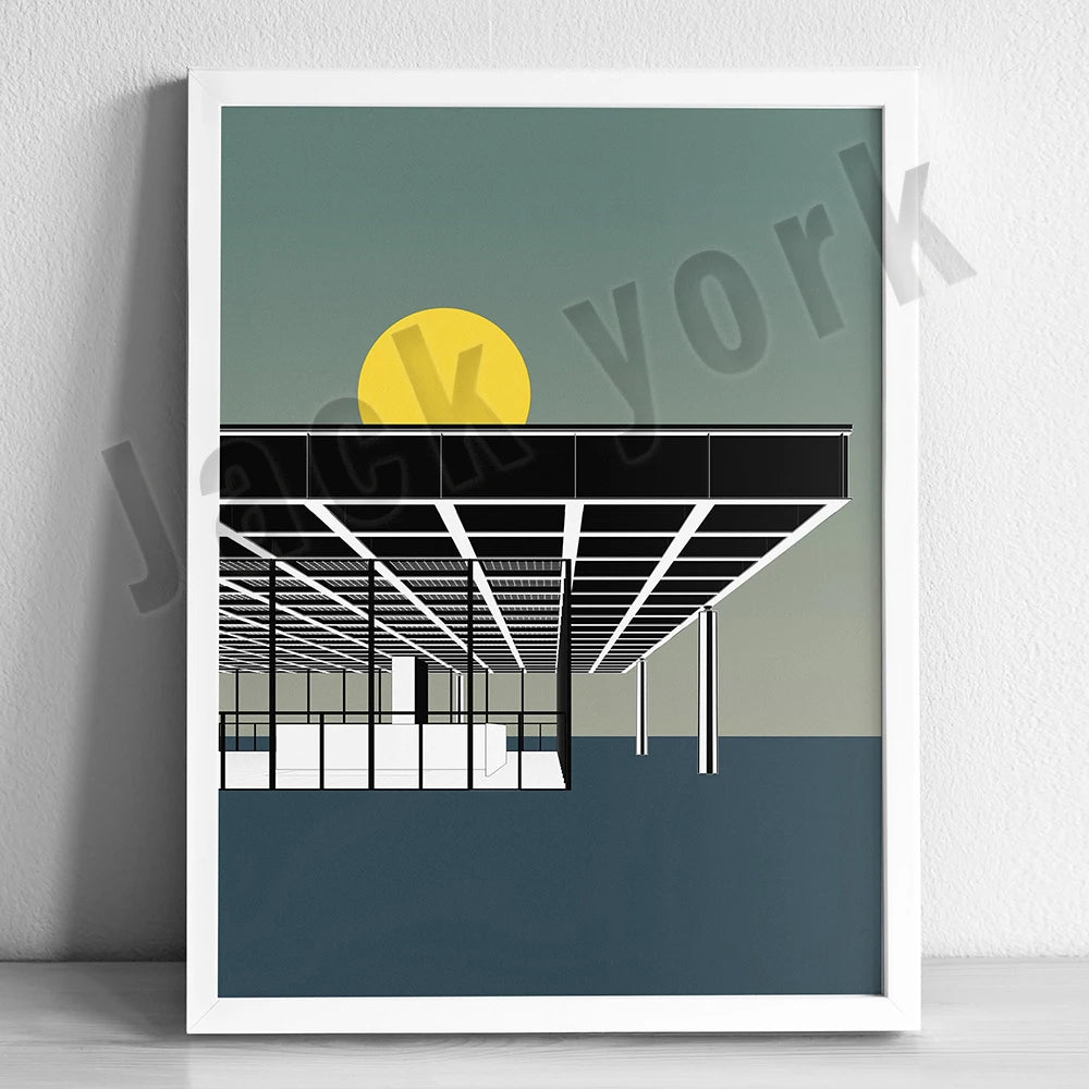 Modern Architecture Canvas Wall Art Print for Living Room
