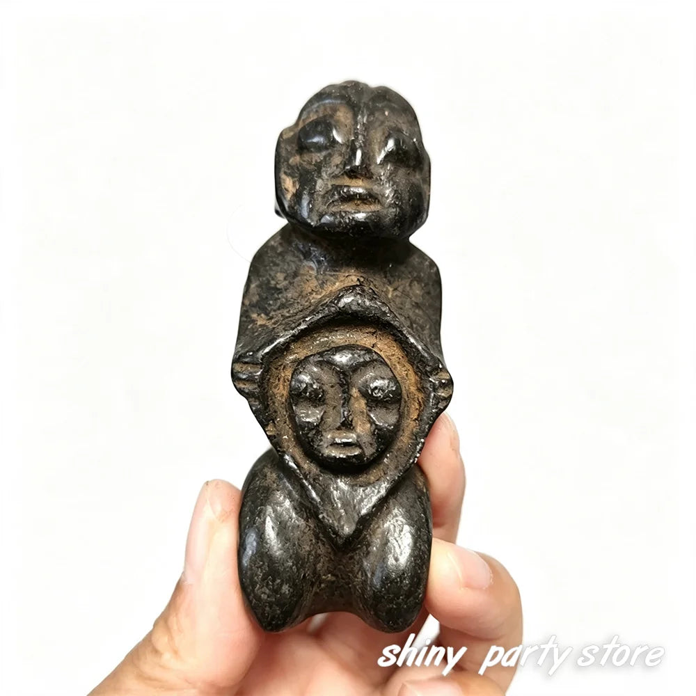 Vintage Retro Carved Black Jade Sculpture Tabletop Ornament for Home Decor