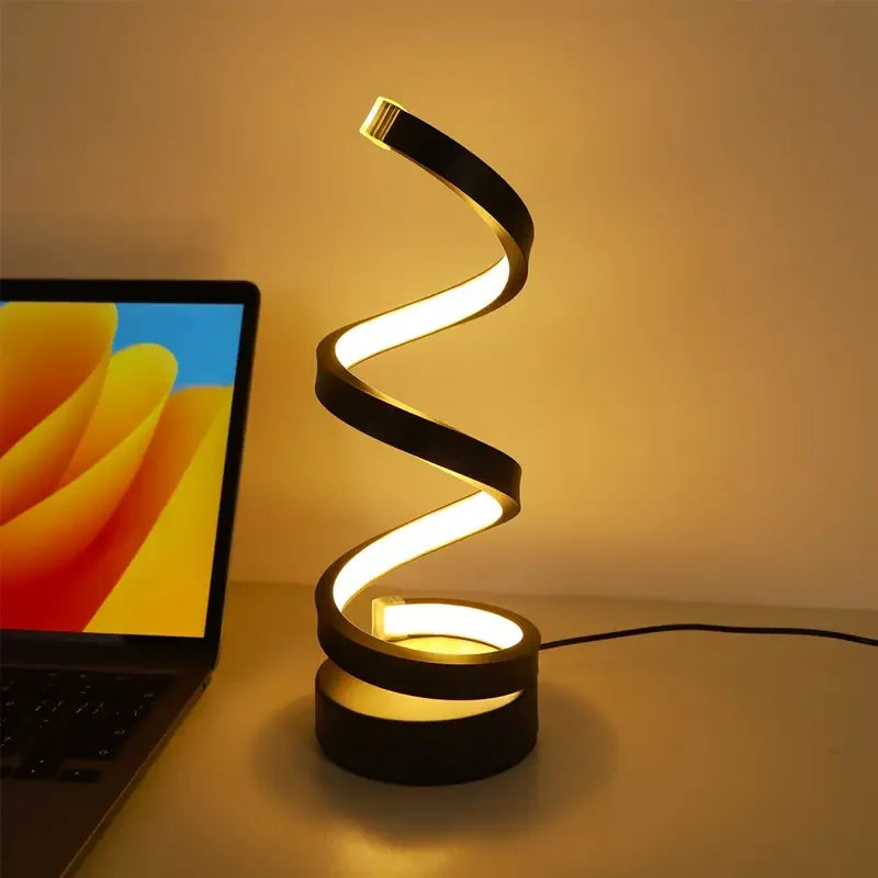 Modern Wavy Arc Desk Lamp Three-Color Dimming USB Powered