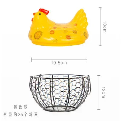 Ceramic Hen Kitchen Garlic Bread Storage Basket Container