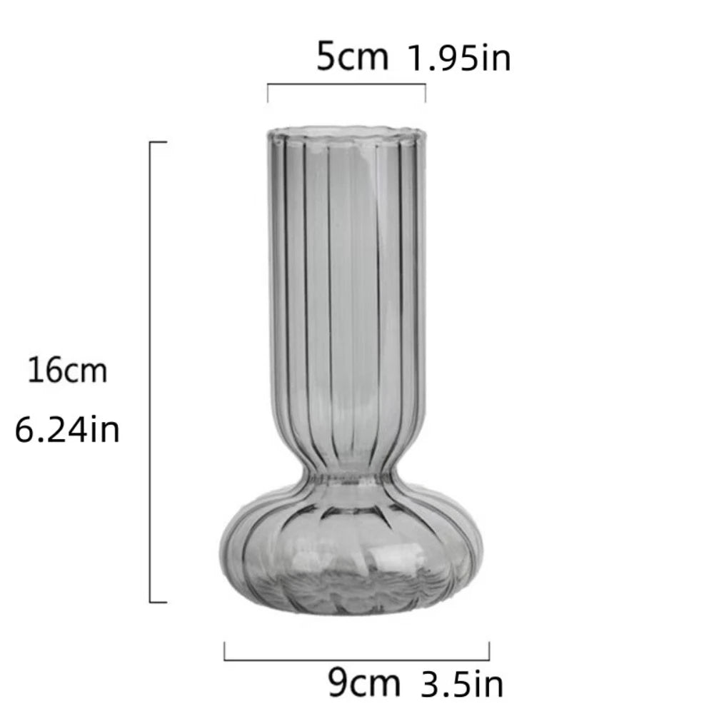 Creative Striped Glass Flower Vase Tabletop Ornament for Home Decor