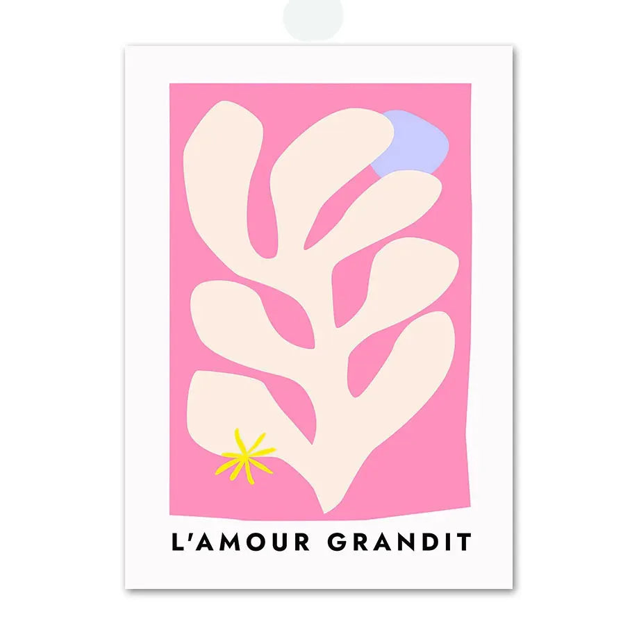 Modern Pink Flower Canvas Wall Art Print for Living Room