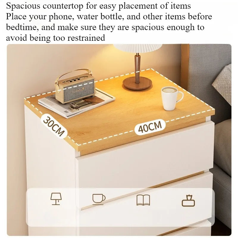 Modern Wooden Bedside Table with Storage Drawers