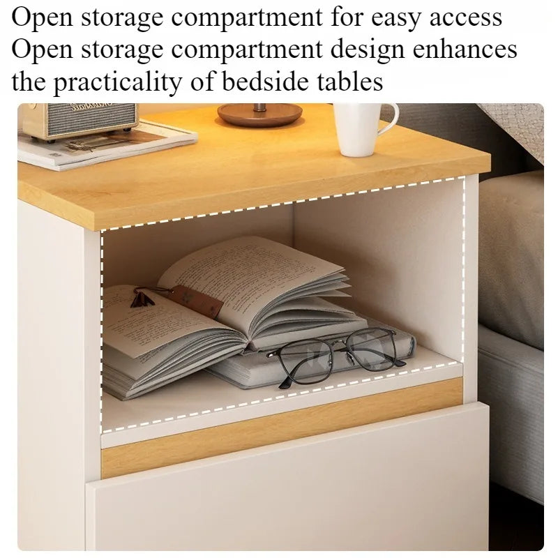 Modern Wooden Bedside Table with Storage Drawers