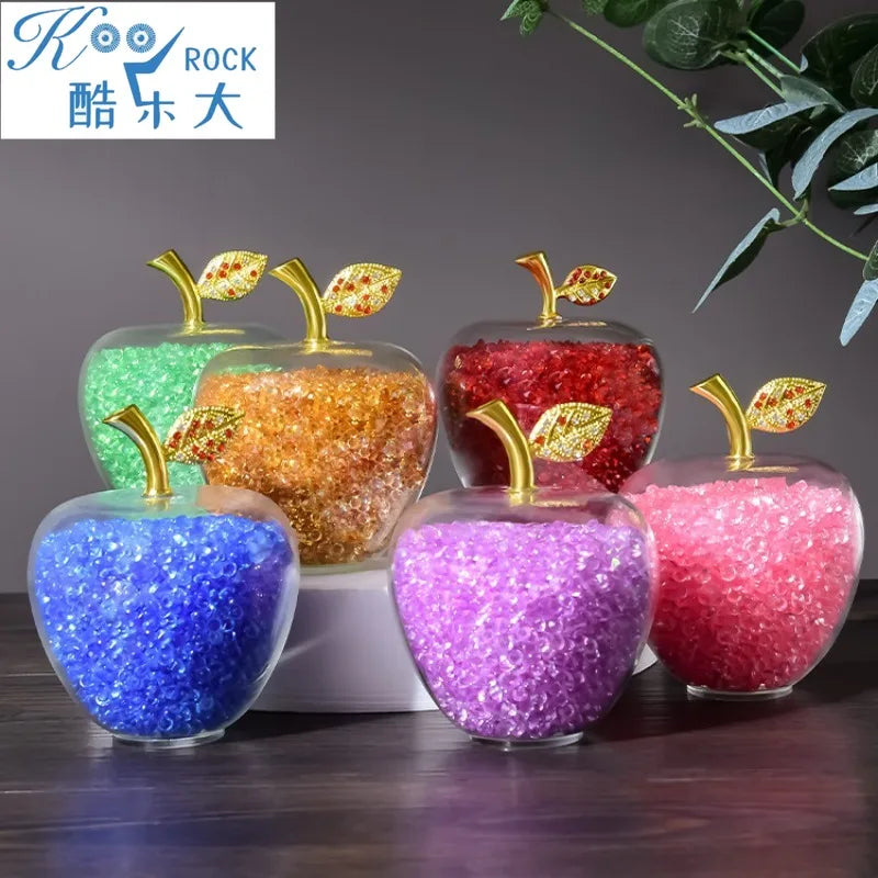 Modern Crystal Apple Sculpture Tabletop Figurine for Home Decor