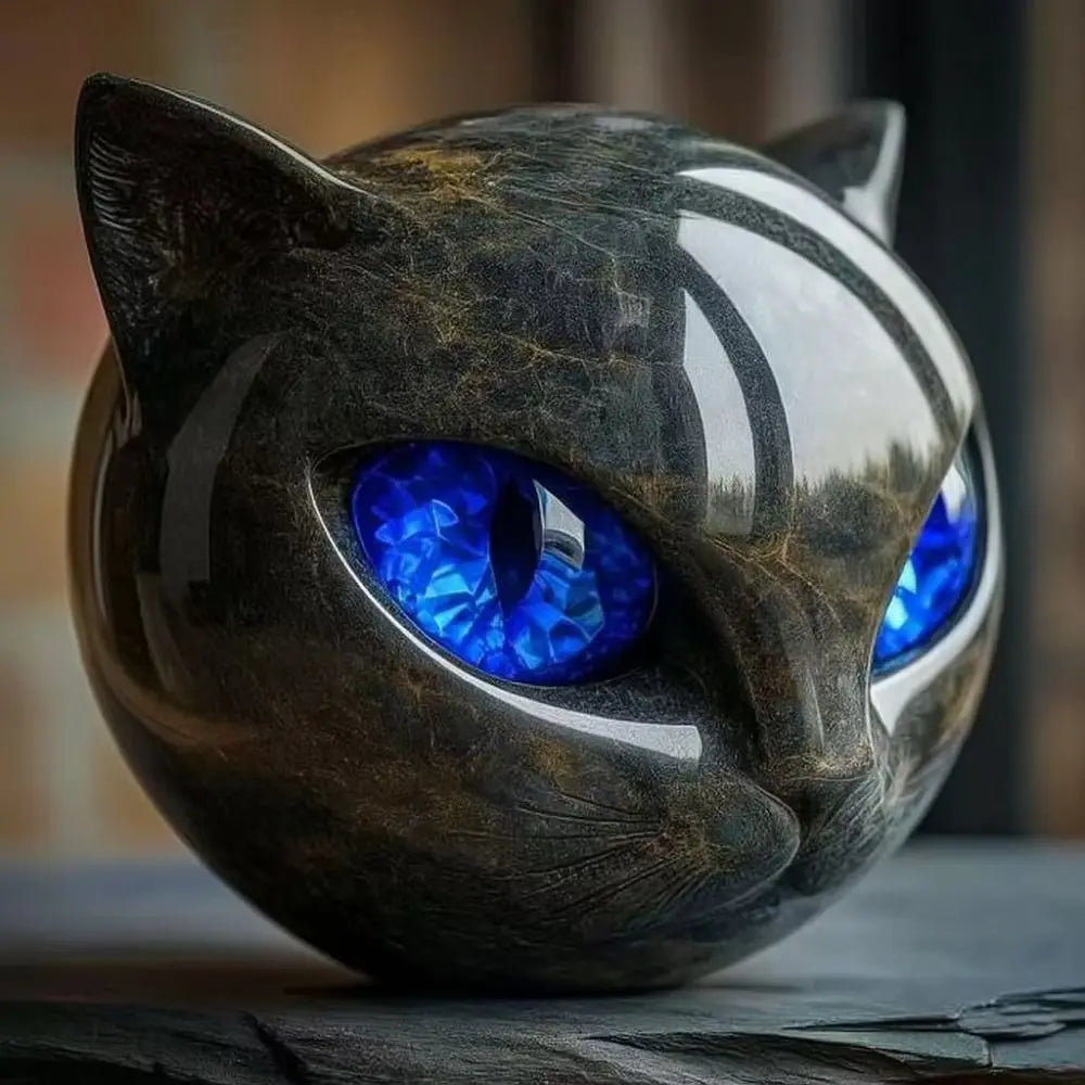 Modern Hand-Carved Resin Black Cat Sculpture Tabletop Figurine for Home Decor