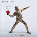 Modern Resin Flower Thrower Statue Figurine for Tabletop Decor