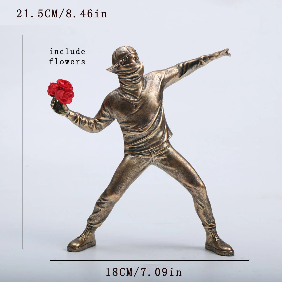 Modern Resin Flower Thrower Statue Figurine for Tabletop Decor