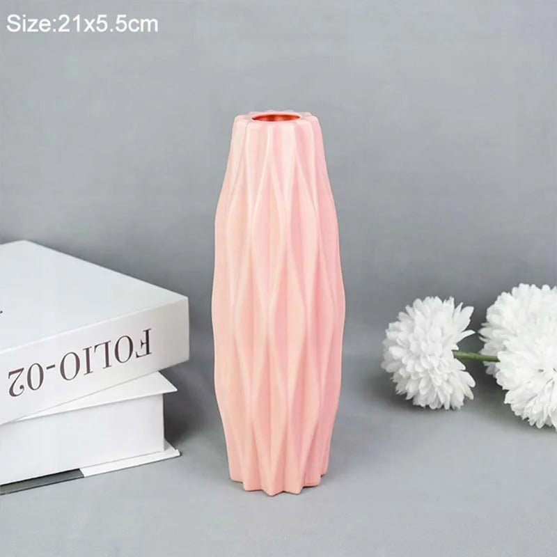 Modern Plastic Flower Vase Pot Tabletop Ornament for Home Decor