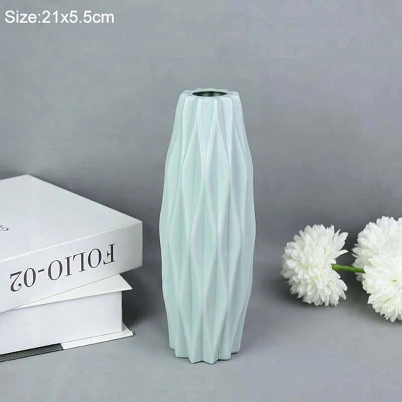 Modern Plastic Flower Vase Pot Tabletop Ornament for Home Decor