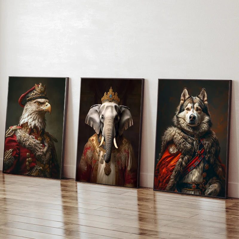Vintage Victorian Renaissance Animal Portrait Canvas Wall Art Painting for Living Room