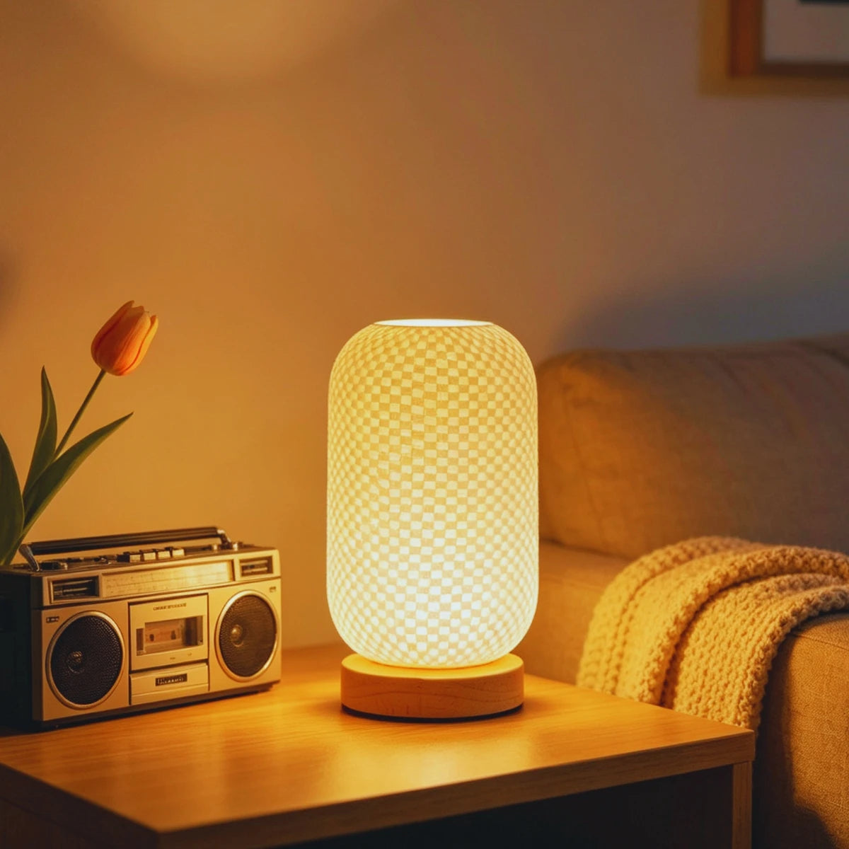 3D Printed Solid Wood Night Light Elegant Desk Lamp