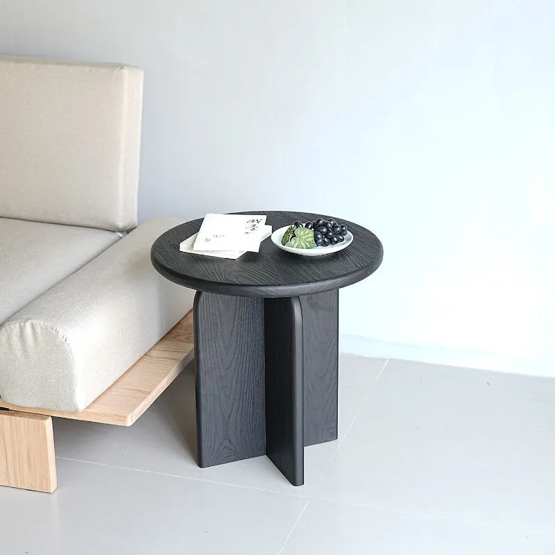 Mid-Century Solid Wood Black End Table Vintage Side Table Living Room Console Table Home Accent Coffee Tables Rustic Nightstand