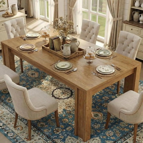 180cm Farmhouse Dining Table for 6-8 People Thick Top Wide H-Legs