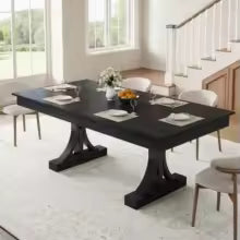 180.3cm Dining Table with 2 Drawers Industrial Rectangular Kitchen Table