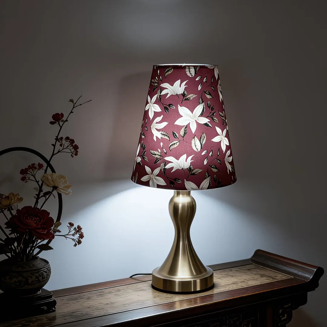 Modern Printed Fabric LED USB Desk Lamp Three Colors for Bedroom Home Office