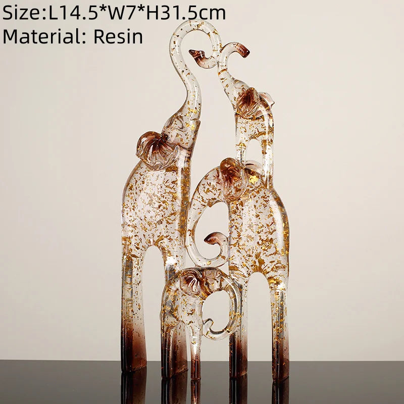 Modern Transparent Gold Foil Elk Sculpture Tabletop Figurine for Home Decor