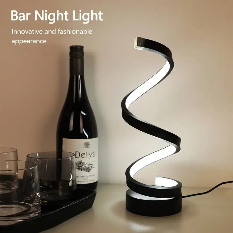 Modern Wavy Arc Desk Lamp Three-Color Dimming USB Powered