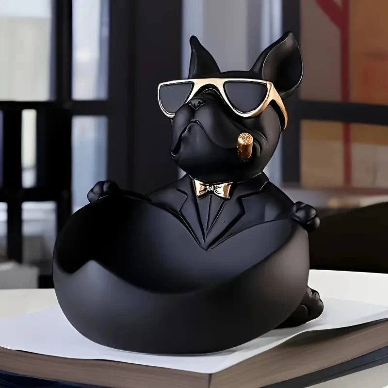 Creative Cool Dog Resin Statue Storage Box for Tabletop Decor