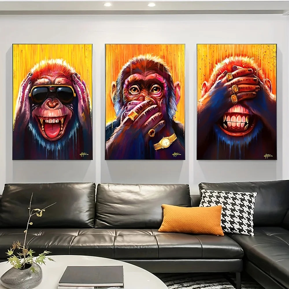 Modern Funny Animal Monkey Canvas Wall Art Print for Living Room