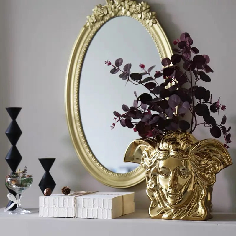 Modern Luxury Electroplating Ceramic Flower Vase Tabletop Ornament for Home Decor