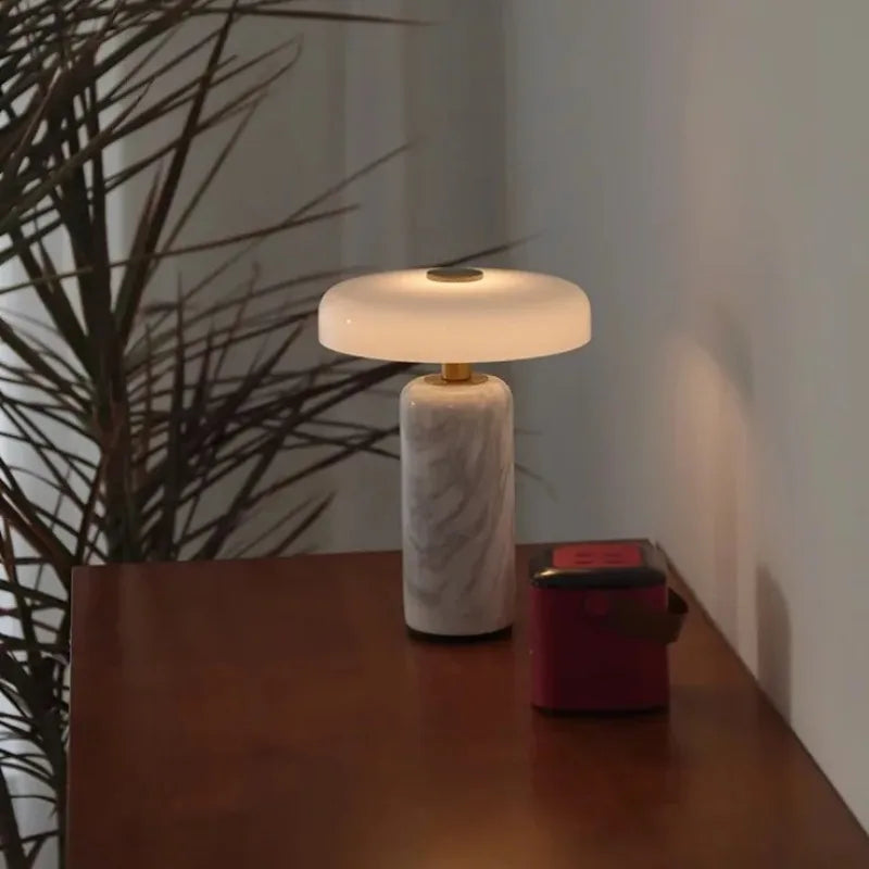 Rechargeable Marble Desk Lamp with Touch Control for Bedroom Study Living Room