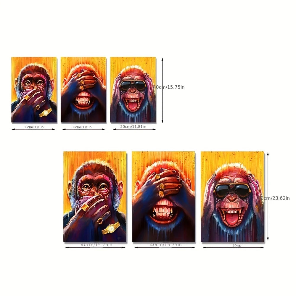 Modern Funny Animal Monkey Canvas Wall Art Print for Living Room