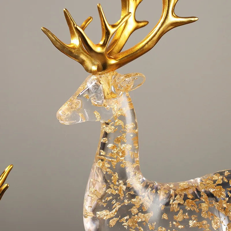 Modern Luxury Transparent Elk Resin Statue Tabletop Ornament for Home Decor