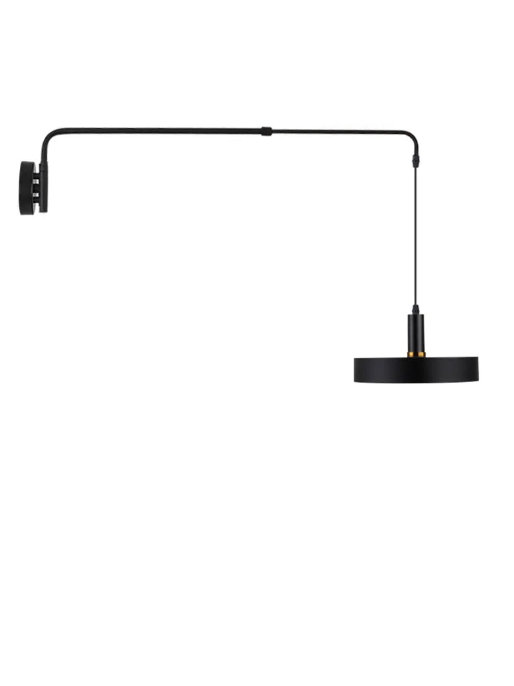 Industrial Long Pole Swing Arm Black Wall Light LED Adjustable Rotary Hanging Bedside Light Dining Table Home Living Room Decor