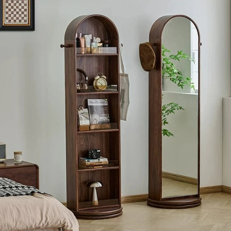Luxury Vintage Oval Wooden Full Length Floor Standing Mirror for Home Decor